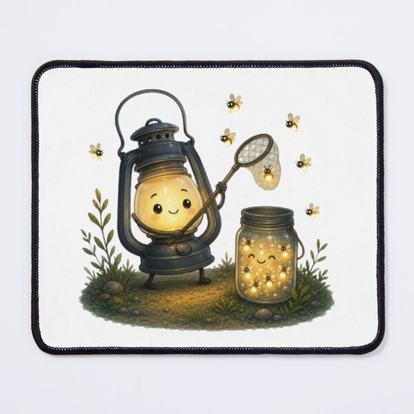 Item preview, Cute Lantern Catching Fireflies Whimsical Glowing Jar Art designed and sold by Miheerala.