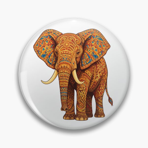 Item preview, African elephant decorated with tribal geometric patterns designed and sold by DVerse Studio.