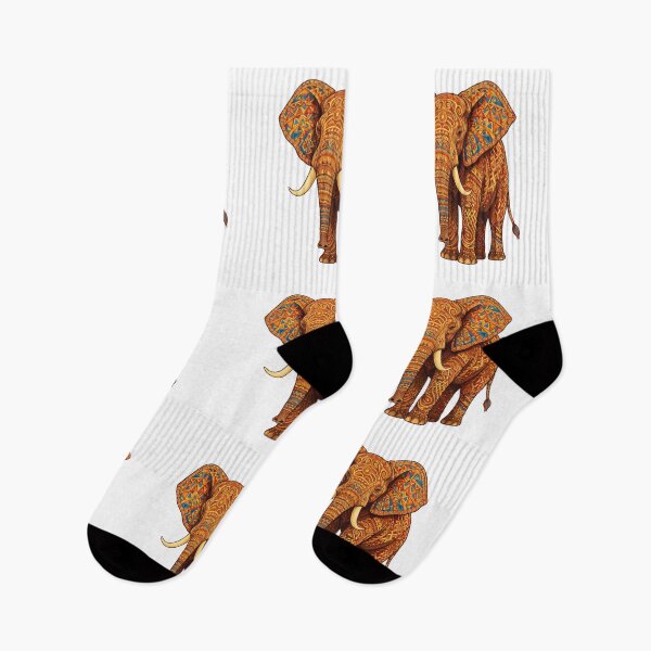 Item preview, African elephant decorated with tribal geometric patterns designed and sold by DVerse Studio.