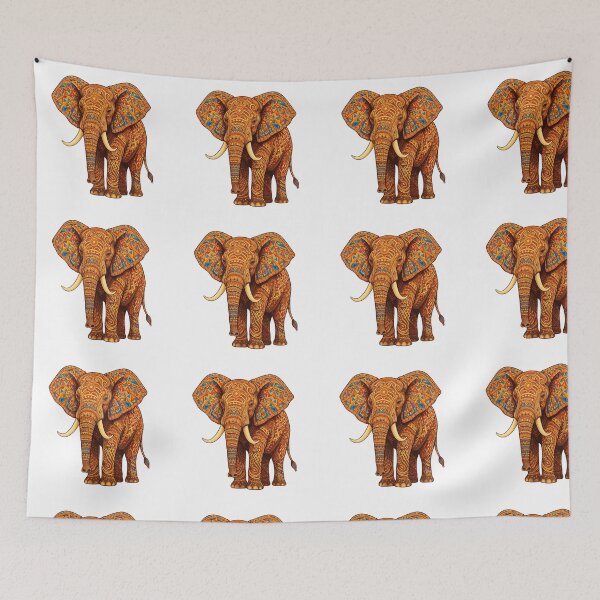 Item preview, African elephant decorated with tribal geometric patterns designed and sold by DVerse Studio.