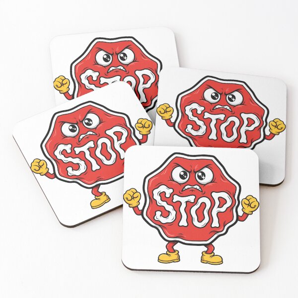 Item preview, STOP! Funny Angry Wobbly Cartoon Stop Sign Character designed and sold by Surviving Monday Club.
