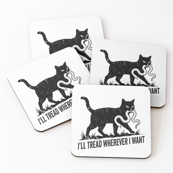 Item preview, I'll Tread Wherever I Want Funny Black Cat Snake Sarcastic designed and sold by raedattia.