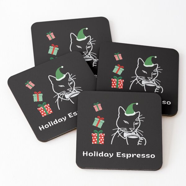 Item preview, Holiday Espresso | Espresso Yourself Cats | Elegant Christmas Coffee Cat designed and sold by ContigoART.