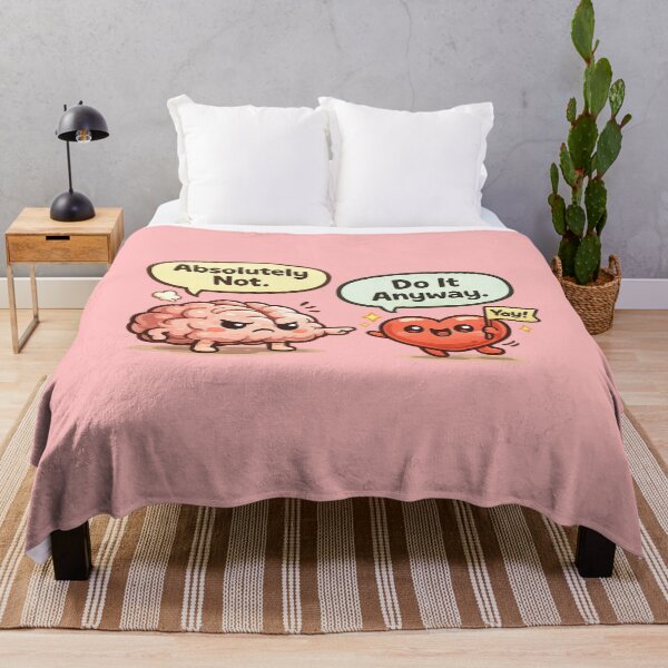 Item preview, Brain Says No Heart Says Do It Anyway | Cute Kawaii Motivation Meme Sticker designed and sold by Nusha Creations.