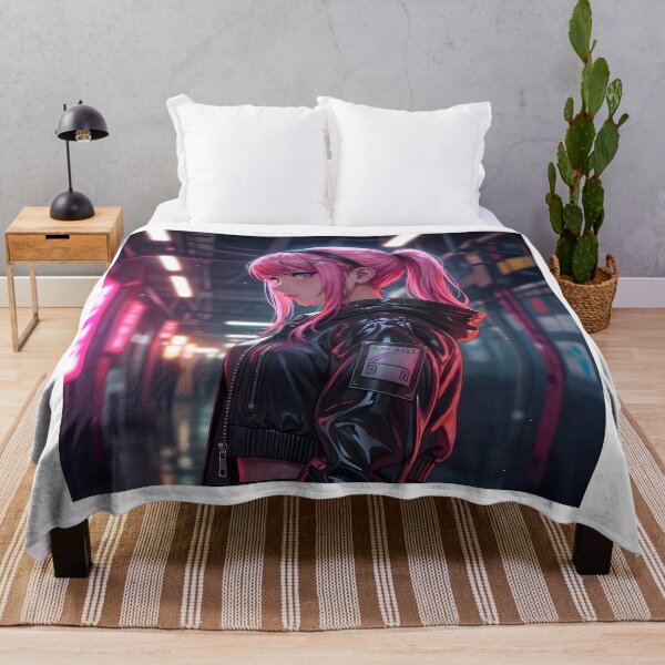 Item preview, Pink Haired Cyberpunk Girl Neon City designed and sold by D6rkT3chDemon.