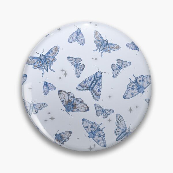 Item preview, Vintage Blue Moths and Stars Toss Pattern designed and sold by WonderAndWhim.