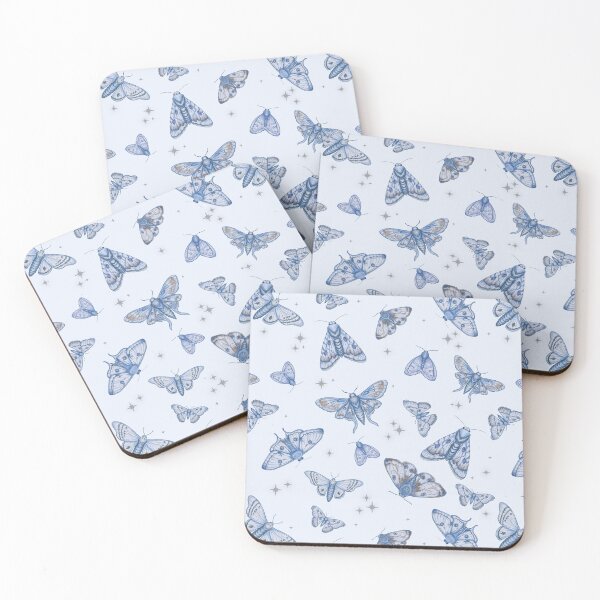 Item preview, Vintage Blue Moths and Stars Toss Pattern designed and sold by WonderAndWhim.
