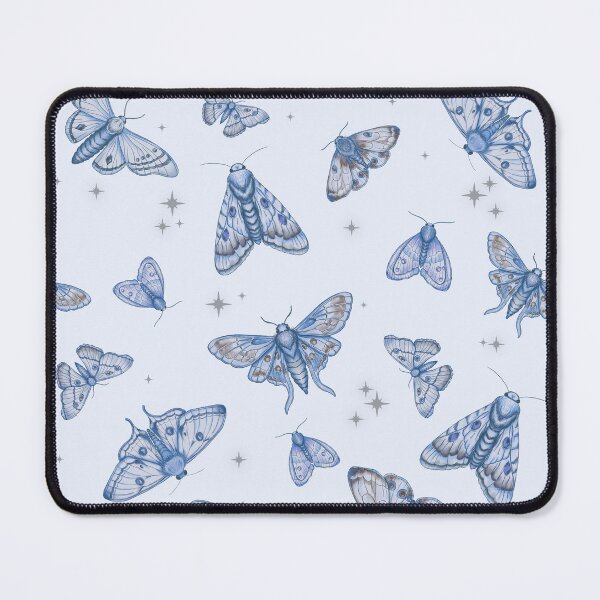 Item preview, Vintage Blue Moths and Stars Toss Pattern designed and sold by WonderAndWhim.
