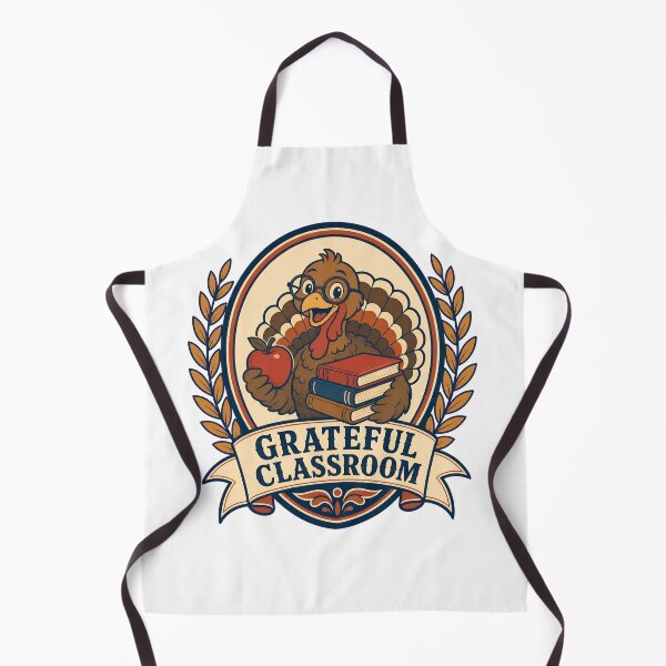 Aperçu de l'œuvre Grateful Classroom Thanksgiving Teacher Turkey Badge créée et vendue par Freshloop Studio | Whimsical Vintage Art.