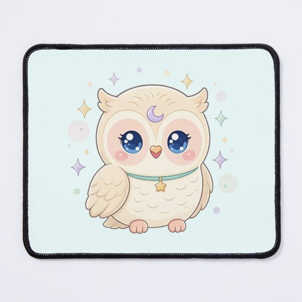 Item preview, Cute Magical White Owl with Star Necklace – Kawaii Celestial Bird designed and sold by SweetLilith.