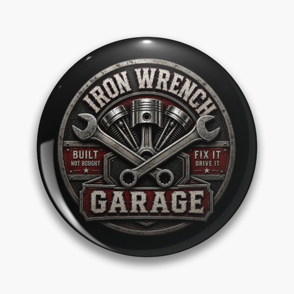 Item preview, Iron Wrench Garage Badge designed and sold by Murbee.