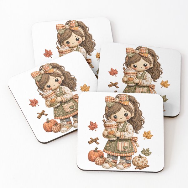 Item preview, Autumn Patchwork Barista Cute Stitched Doll Halloween Art designed and sold by DecoVibe.
