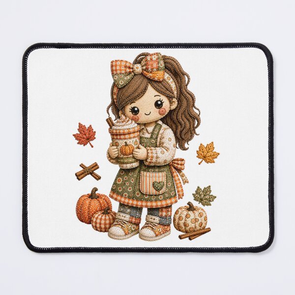 Item preview, Autumn Patchwork Barista Cute Stitched Doll Halloween Art designed and sold by DecoVibe.