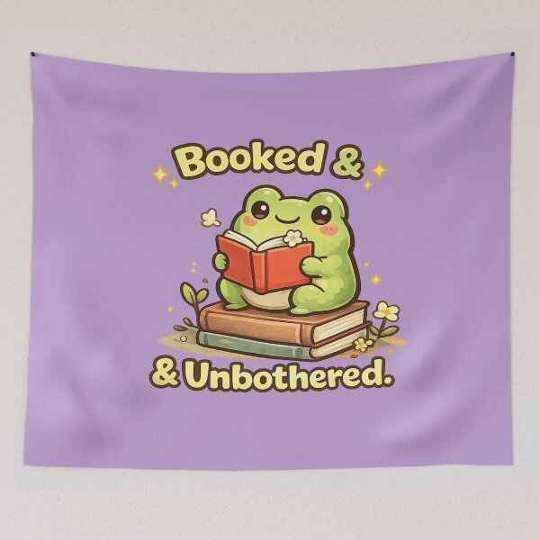 Item preview, Booked & Unbothered | Cute Kawaii Reading Frog Book Lover Sticker designed and sold by Nusha Creations.
