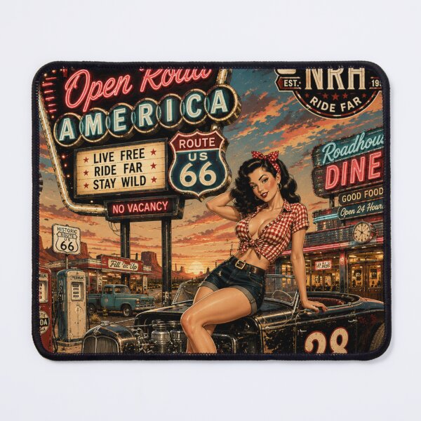 Item preview, Open Road America Route 66 Pin-up designed and sold by Normandy Road Heritage.