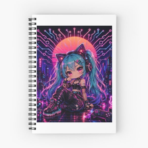 Item preview, Cyber Chibi Cat Girl | Neon Synthwave Kawaii designed and sold by Suzaku Studio.