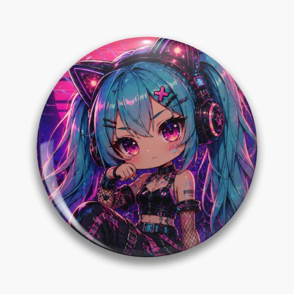 Item preview, Cyber Chibi Cat Girl | Neon Synthwave Kawaii designed and sold by Suzaku Studio.