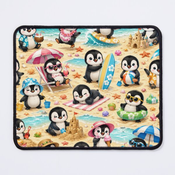 Item preview, Cute Beach Penguin Seamless Pattern | Tropical Baby Penguin All-Over Print | Summer Penguin Repeat | Kawaii Beach designed and sold by getpressedshirt.