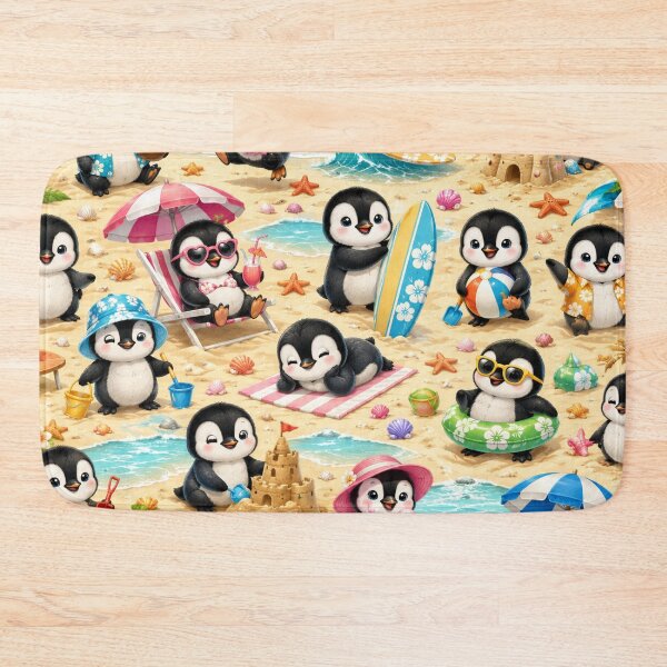 Item preview, Cute Beach Penguin Seamless Pattern | Tropical Baby Penguin All-Over Print | Summer Penguin Repeat | Kawaii Beach designed and sold by getpressedshirt.