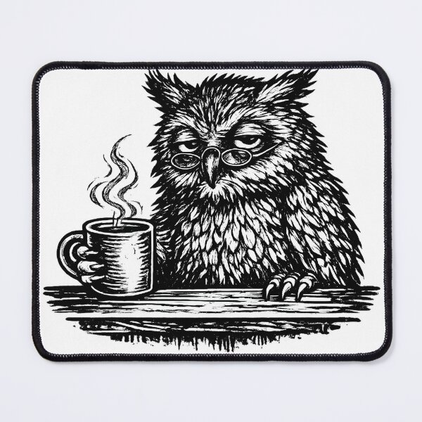 Item preview, Sleepy Owl Coffee Vintage Engraving | Owl with Glasses | Woodcut Animal Illustration designed and sold by Ajdaprint.