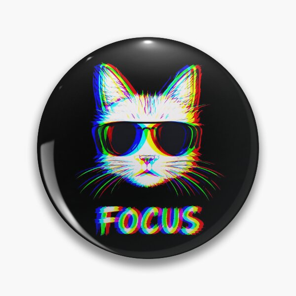 Item preview, Focus Mode Glitch Cat – RGB Neon Cool Cat with Sunglasses Retro Cyber Design designed and sold by BlackCat Vibe.