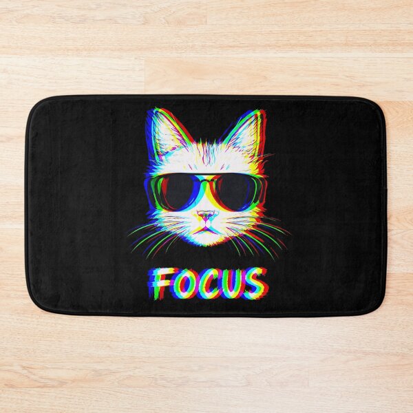 Item preview, Focus Mode Glitch Cat – RGB Neon Cool Cat with Sunglasses Retro Cyber Design designed and sold by BlackCat Vibe.