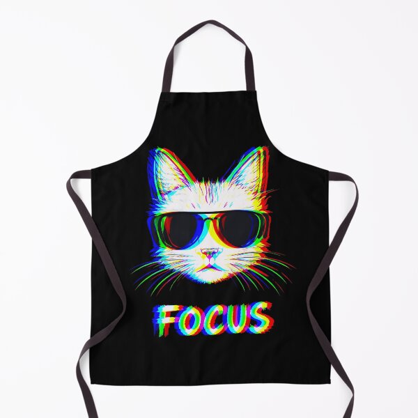 Item preview, Focus Mode Glitch Cat – RGB Neon Cool Cat with Sunglasses Retro Cyber Design designed and sold by BlackCat Vibe.