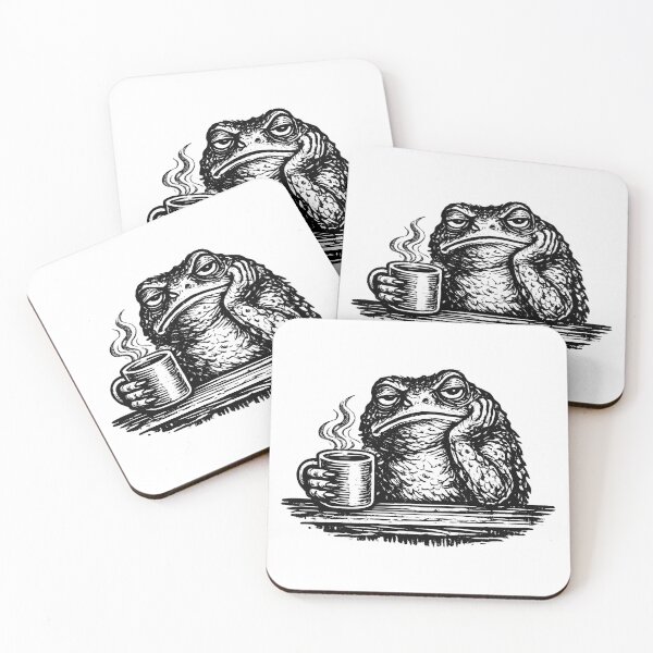 Item preview, Grumpy Frog Coffee Vintage Engraving | Funny Toad with Coffee Mug | Woodcut Animal Illustration designed and sold by Ajdaprint.
