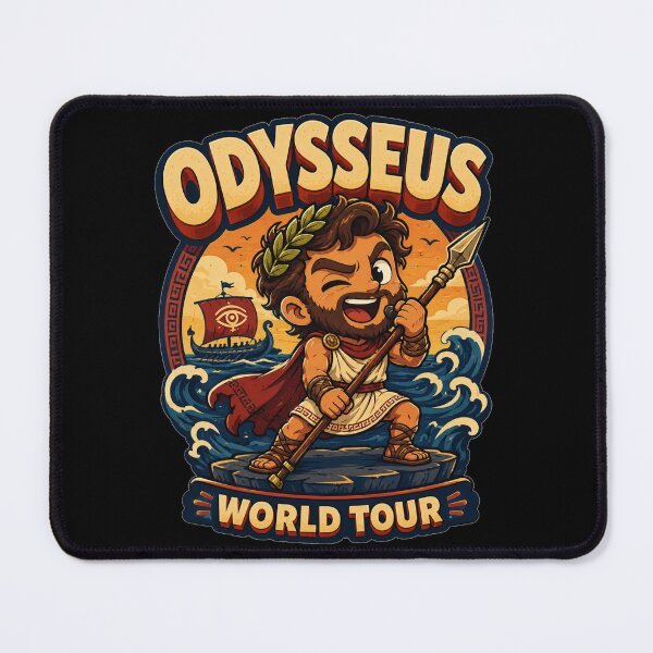 Item preview, Odysseus World Tour Cartoon Character Ancient Greek Mythology Humor Gift for Mythology Lovers designed and sold by Nightarel.
