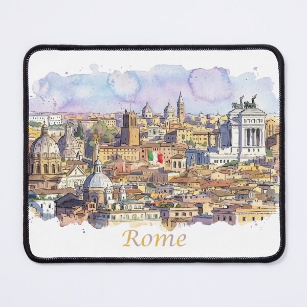 Item preview, Rome Italy Skyline Cityscape Panorama Watercolor Art designed and sold by NareArt.