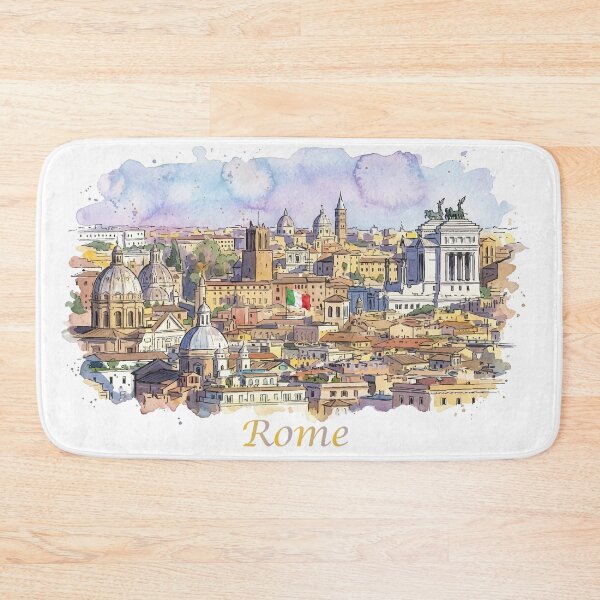 Item preview, Rome Italy Skyline Cityscape Panorama Watercolor Art designed and sold by NareArt.