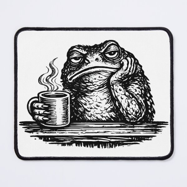 Item preview, Grumpy Frog Coffee Vintage Engraving | Moody Frog with Coffee Mug | Woodcut Animal Illustration designed and sold by Ajdaprint.