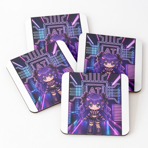 Item preview, Cyber AI Chibi Girl | Neon Future Anime Aesthetic designed and sold by Suzaku Studio.