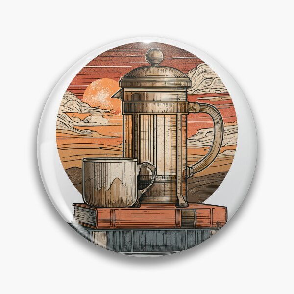Item preview, French Press Coffee & Books Vintage Illustration | Cozy Book Lover Gift | Literary Coffee Art | Cottagecore Café Design designed and sold by Kybruno's Creations.