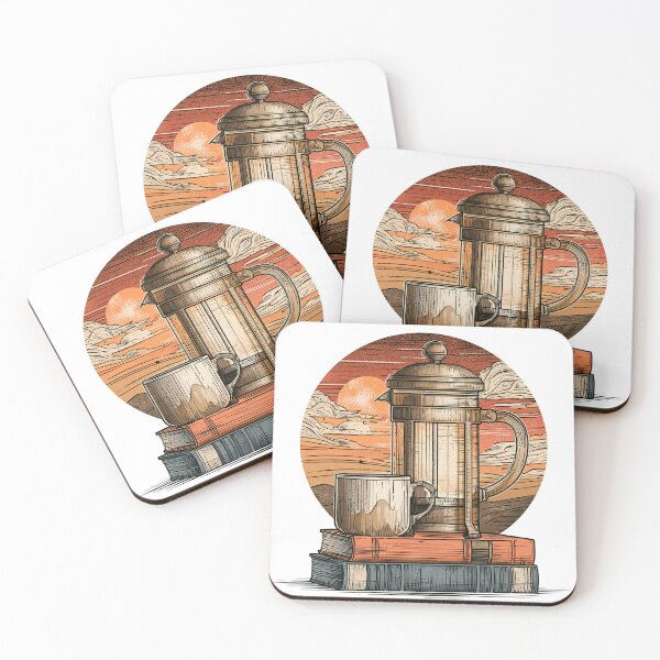 Item preview, French Press Coffee & Books Vintage Illustration | Cozy Book Lover Gift | Literary Coffee Art | Cottagecore Café Design designed and sold by Kybruno's Creations.
