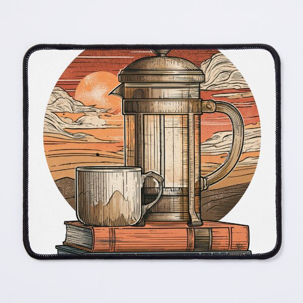 Item preview, French Press Coffee & Books Vintage Illustration | Cozy Book Lover Gift | Literary Coffee Art | Cottagecore Café Design designed and sold by Kybruno's Creations.
