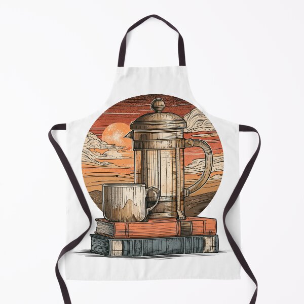 Item preview, French Press Coffee & Books Vintage Illustration | Cozy Book Lover Gift | Literary Coffee Art | Cottagecore Café Design designed and sold by Kybruno's Creations.