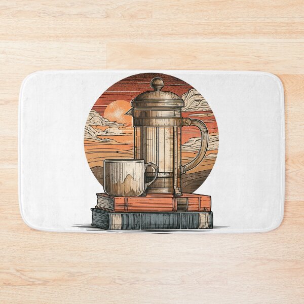 Item preview, French Press Coffee & Books Vintage Illustration | Cozy Book Lover Gift | Literary Coffee Art | Cottagecore Café Design designed and sold by Kybruno's Creations.
