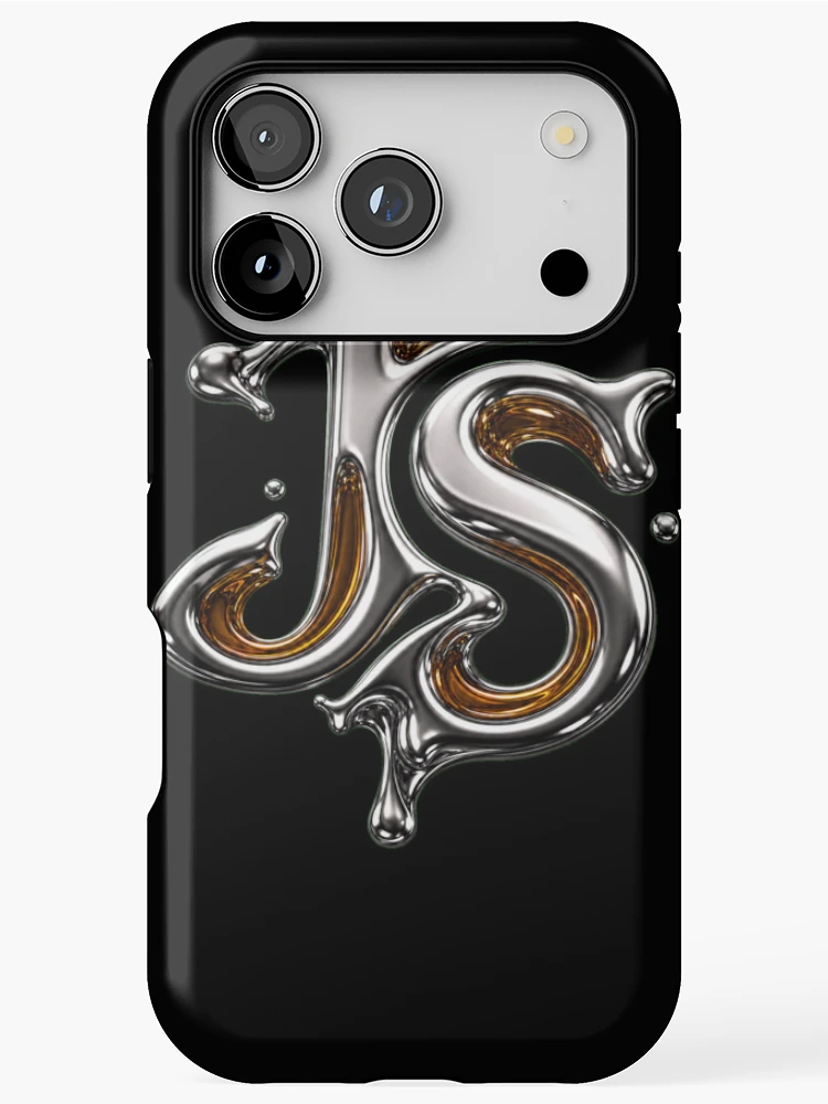 Thumbnail 1 of 4, iPhone Case, Liquid Chrome JS Developer Monogram designed and sold by webdev27.