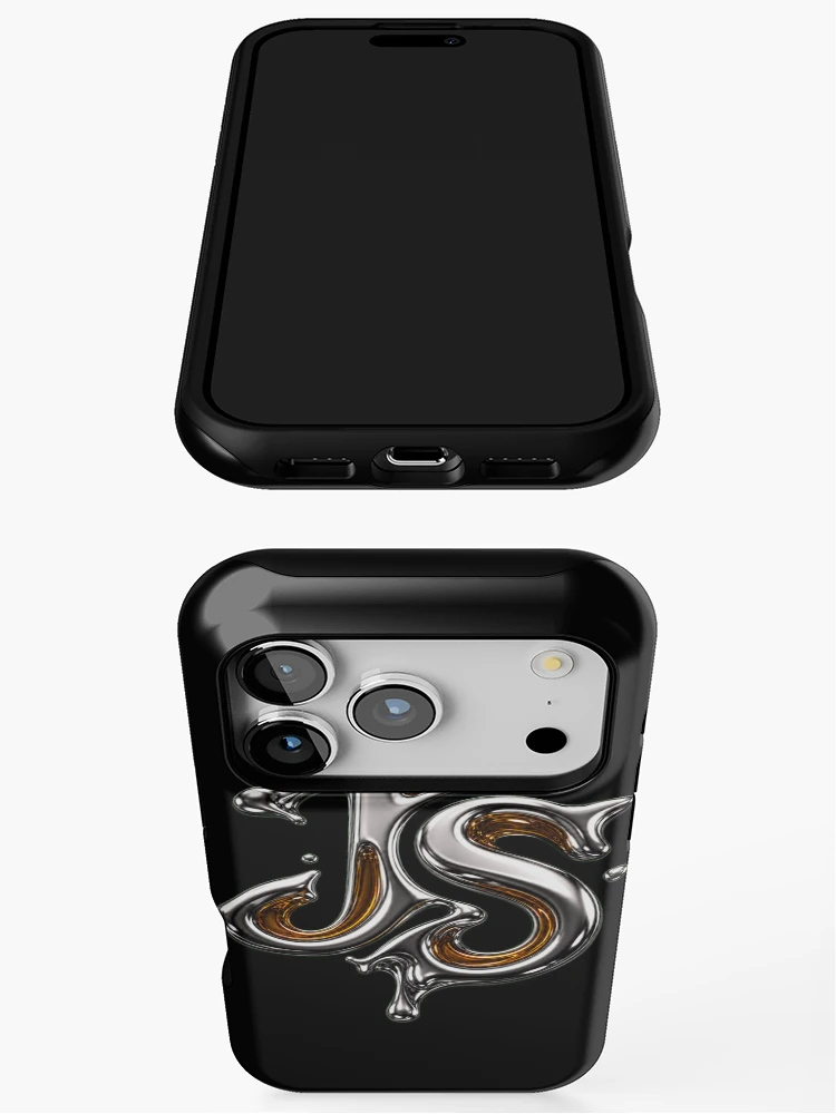 Thumbnail 3 of 4, iPhone Case, Liquid Chrome JS Developer Monogram designed and sold by webdev27.