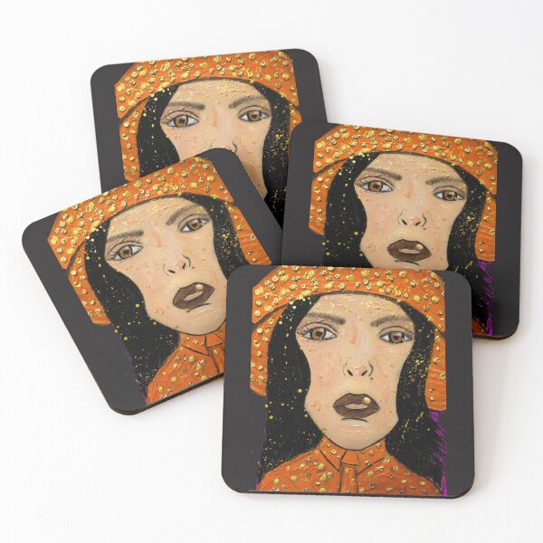 Item preview, Orange Mushroom Queen - Impasto Gold Art Print | Fly Agaric Sister designed and sold by Sylwka447.