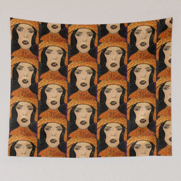 Item preview, Orange Mushroom Queen - Impasto Gold Art Print | Fly Agaric Sister designed and sold by Sylwka447.