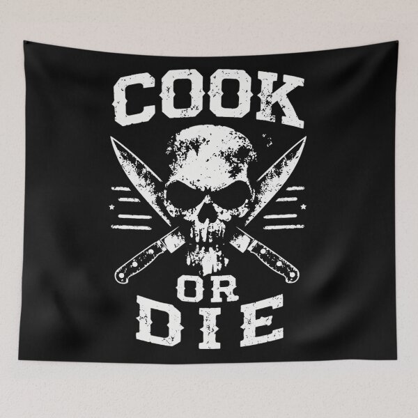 Item preview, Cook Or Die Skull Chef Knives Grunge Kitchen Design designed and sold by DarkOriginArts.