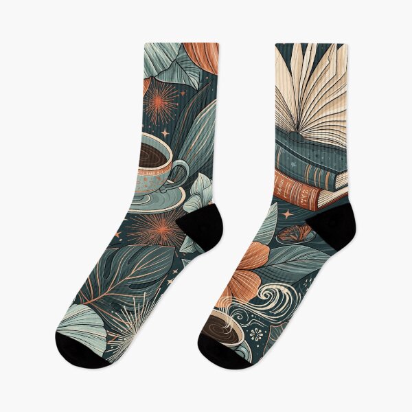Artikelvorschau, Nahtloses Blumenmuster für Kaffee und Bücher | Gemütliche Leseästhetik | Vintage-Design für Kaffeeliebhaber mit botanischen Motiven | Buchmuster im Cottagecore-Stil entworfen und verkauft von Kybruno's Creations.