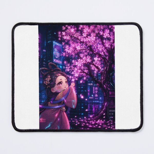 Item preview, Cyber Sakura Chibi | Neon Cherry Blossom Dream designed and sold by Suzaku Studio.