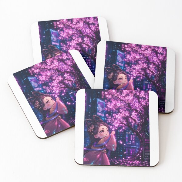 Item preview, Cyber Sakura Chibi | Neon Cherry Blossom Dream designed and sold by Suzaku Studio.
