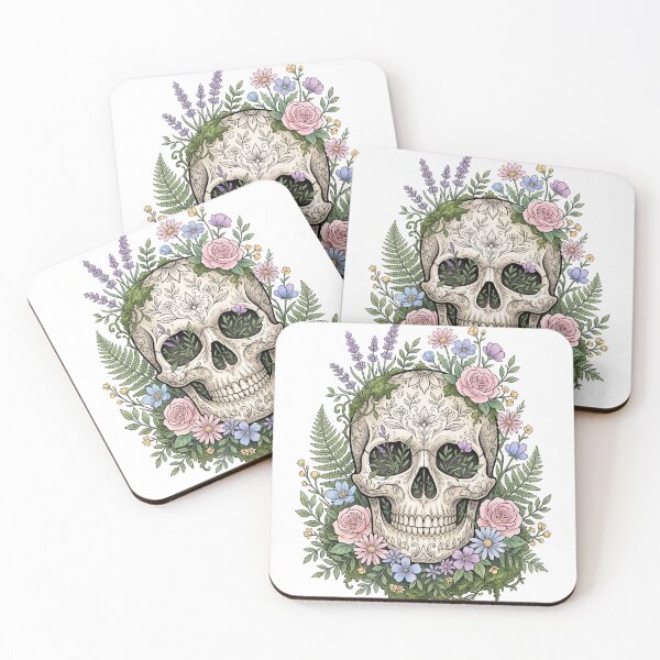 Item preview, Botanical Skull Wildflowers Cottagecore Grunge Dark Floral Art designed and sold by marcokawaii.