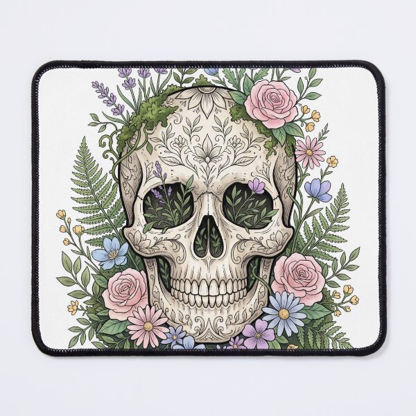 Item preview, Botanical Skull Wildflowers Cottagecore Grunge Dark Floral Art designed and sold by marcokawaii.