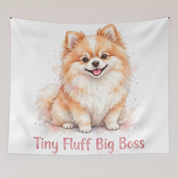 Item preview, Tiny Fluff Big Boss - Cute Pomeranian Watercolor Dog Art designed and sold by SDKENERGY.