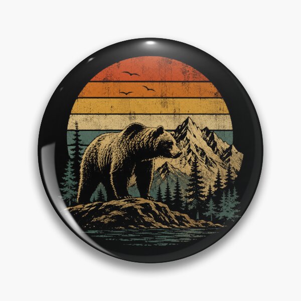 Item preview, Retro Mountain Bear Wilderness Nature Vintage Adventure designed and sold by Moizento.